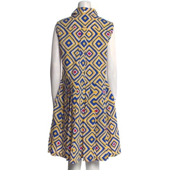 NWT ELIZA CHRISTOPH SHIRO SLEEVELESS SHIRTDRESS GEO CABANA BLUE WOMENS SZ SMALL - Picture 3 of 11